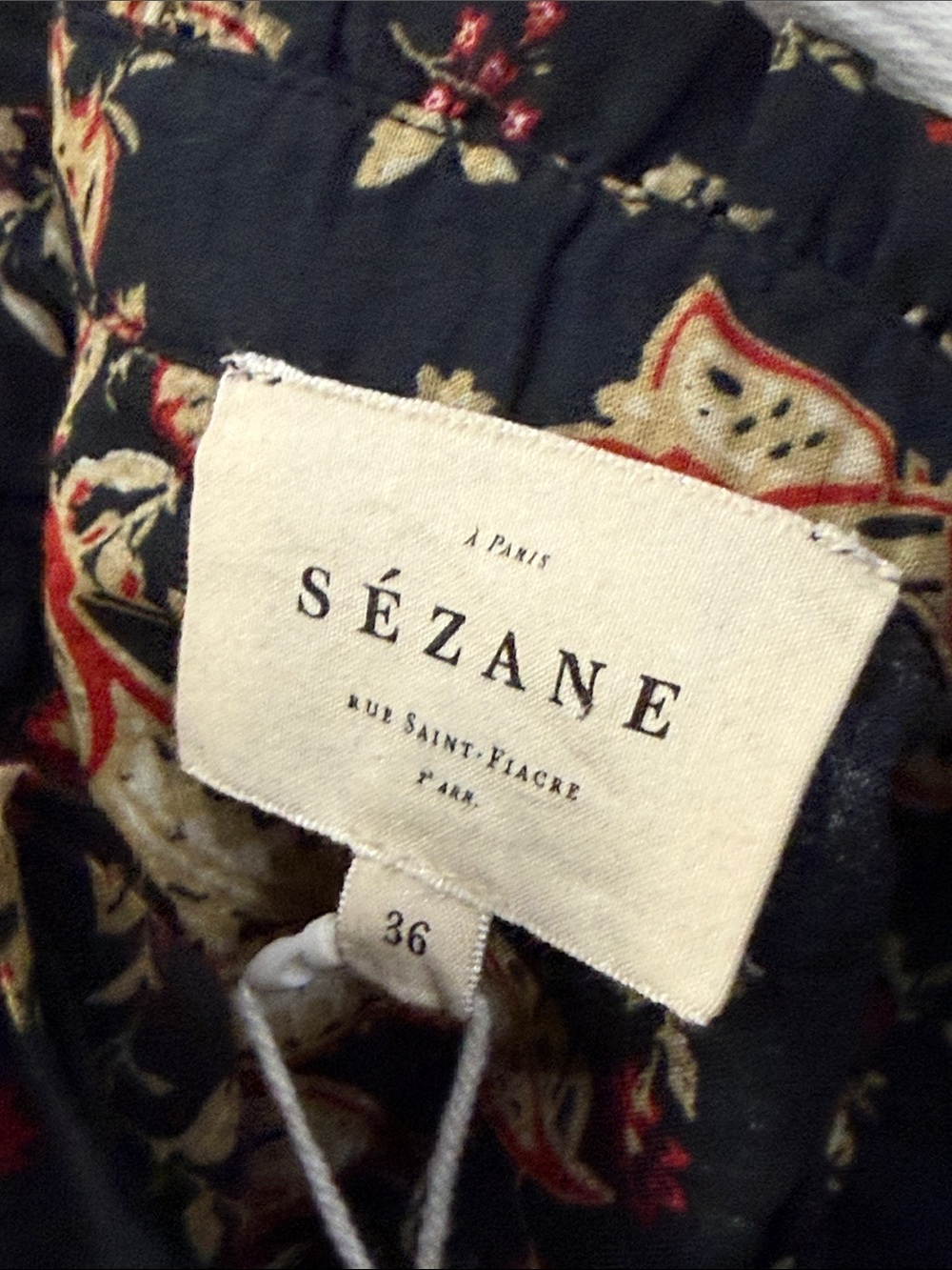 NWT Sezane “Capri” Dress in Paisley Noir 
Wrap Floral Mini Long-Sleeve Brand New - Picture 7 of 11
